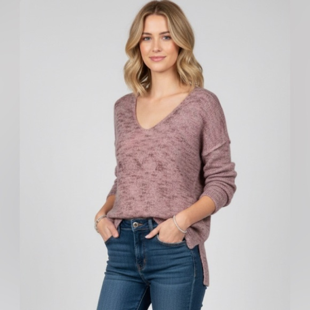 Free People Alpaca Mohair blend slouchy V Neck sweater size small